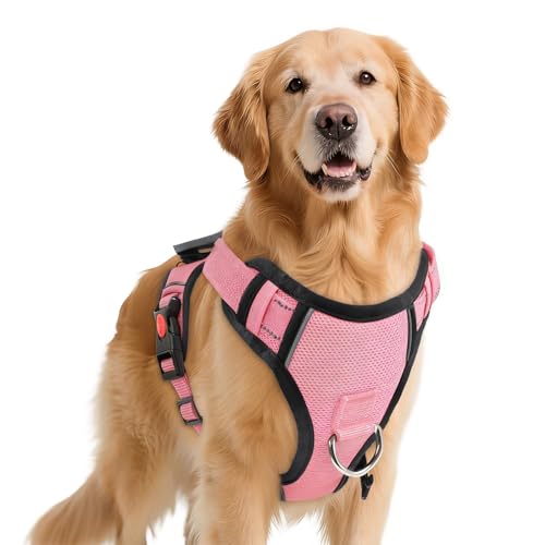 PWOD No Pull Dog Harness with 2 Leash Clips, Reflective Adjustable Soft Padded Vest with Handle, Breathable Oxford No Chok...