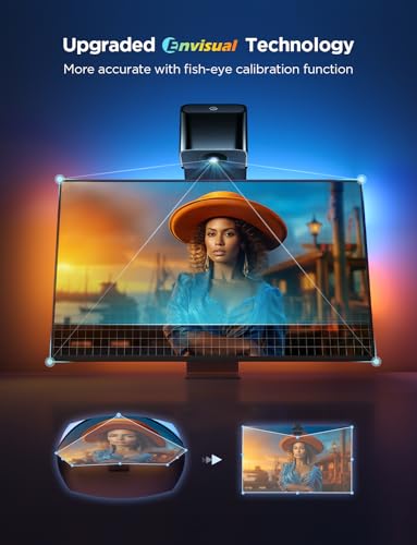 Govee TV Backlight 3 Lite with Fish-Eye Correction Function Sync to 75-85 Inch TVs, 16.4ft RGBICW Wi-Fi LED Strip Lights w...