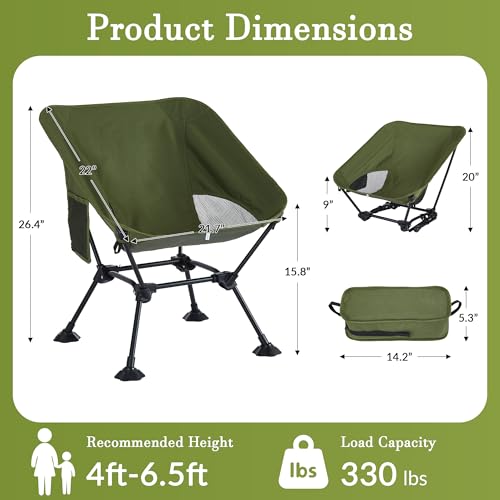 Cuzobro Ultralight Camping Chair,Compact Folding Chair with Anti-Sinking Large Feet and Storage Bag,Lightweight Backpack C...