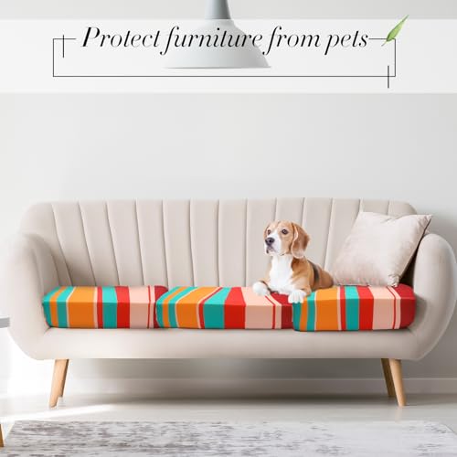 Newwiee 8 Pcs Patio Stretch Sofa Cushion Cover Outdoor Cushion Covers Replacement Patio Furniture Couch Slipcovers Chair S...