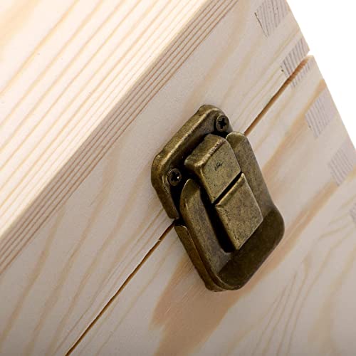 Frcctre Extral Large Unfinished Wooden Box, 13 x 10 x 6.5 inch Natural Unfinished Pine Wood Box with Hinged Lid and Front ...