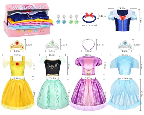 LIMIROLER Princess Dress Up Clothes for Little Girl Role Play Costume Gift Set Princess Dress Up Toys for Toddler Girls
