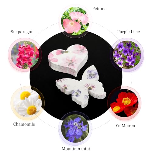 48PCS Plantable Seed Paper Hearts & Butterflies – Wildflower Embedded Paper, Unique Gifts for Mothers, Garden Lovers, Wedd...