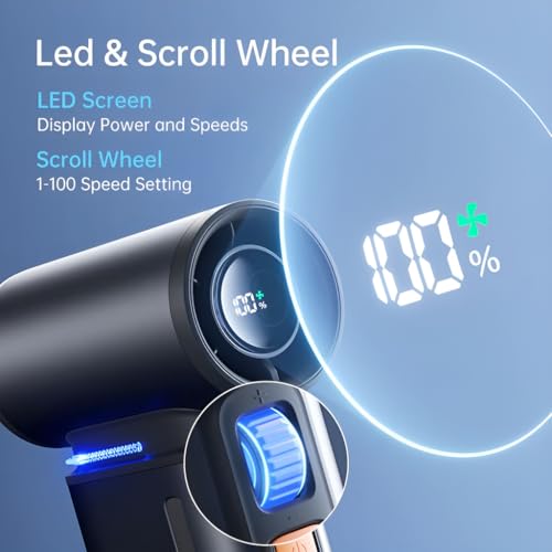 JISULIFE Portable Handheld Turbo Fan, 100 Speeds Adjustable Mini Personal Fan, 9000mAh USB Rechargeable Battery Operated, ...