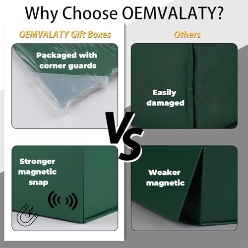 OEMVALATY Green Gift Box,6x6x3 Inches Gift Boxes with Lids for Presents with Magnetic Closure and Ribbon for Wedding,Stora...