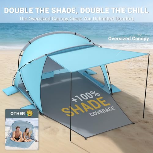 Elegear Beach Tent Sun Shelter with Canopy, CumbreX™ 4-6 Person Pop Up Beach Tent, Easy Setup UPF 50+ UV Protection Portab...