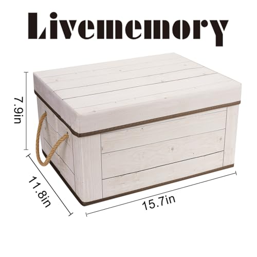 Livememory Memory Box for Keepsake, Decorative Storage Box with Lids and Handles - L15.7 x W11.8 x H7.9 In (Not Made of Wood)
