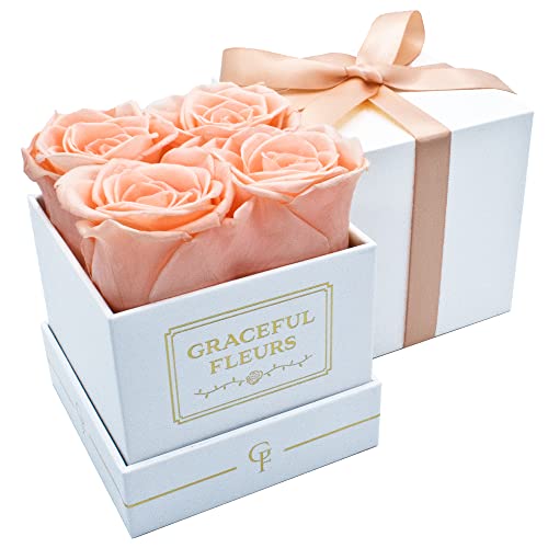 Graceful Fleurs Real Long Lasting Roses in a Box for Years, Preserved Fresh Forever Flowers for Delivery Birthday, Mothers...
