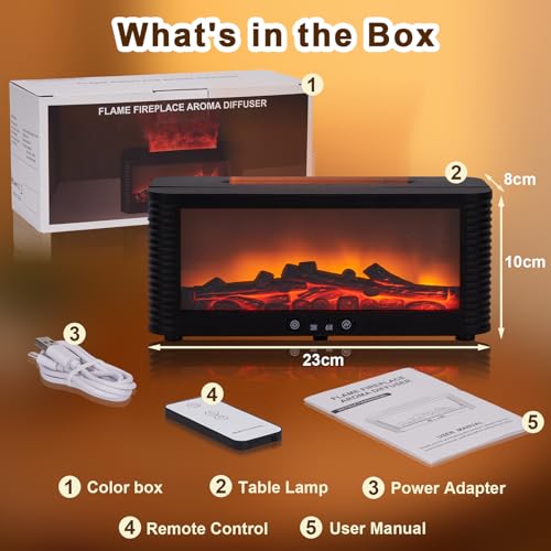 Fireplace Aroma Diffuser with 9-Color Realistic Flame Effect,Essential Oil Diffuser for Home,Cozy Flame Aroma Humidifier,2...