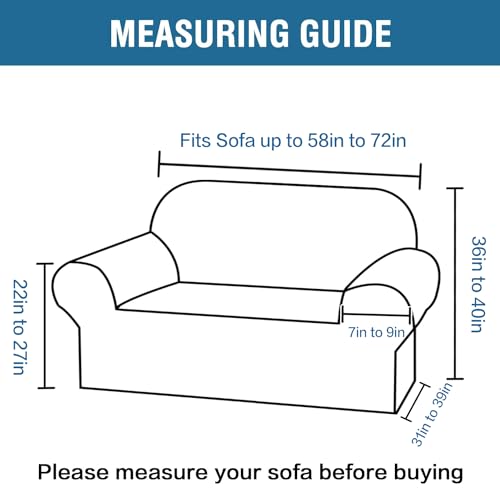 H.VERSAILTEX Stretch Velvet Loveseat Covers for 2 Cushion Couch Covers for Living Room Sofa Covers Slipcovers with Non Sli...