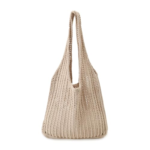 Gaudiwel Knitted Shoulder Tote Bag Large Crochet Beach Bag Hobo Bag Aesthetic Tote Handbags for Women