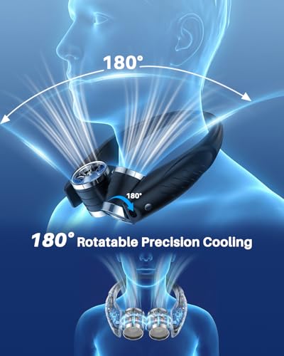 Ausic Portable Neck Fan, Personal Neck Fan with Dual High Speed Turbo Vents, 6000mAh Outdoor Cooling Fan Blow Cold Air, We...