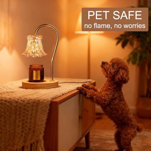 Candle Warmer Lamp with Timer 2 Bulbs Light Dimmable Electric Candle Warmer Flower Shape for Bedroom Home Decor, Wax Melt ...