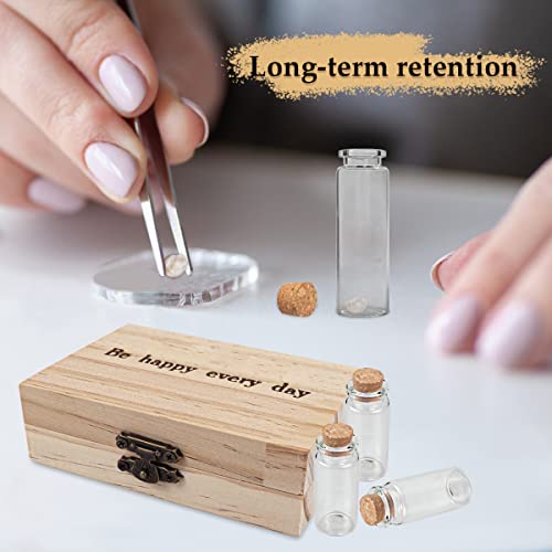 DOERDO Baby Tooth Box Umbilical Cord Keepsake Box Hair Collection Box with 3 Glass Bottles Kids Souvenir Storage Box to Ke...