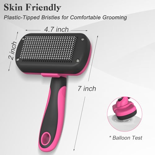 Swihauk Self Cleaning Slicker Brush for Dogs & Cats - Skin Friendly Grooming, Deshedding, Hair Removal for Puppies & Long/...