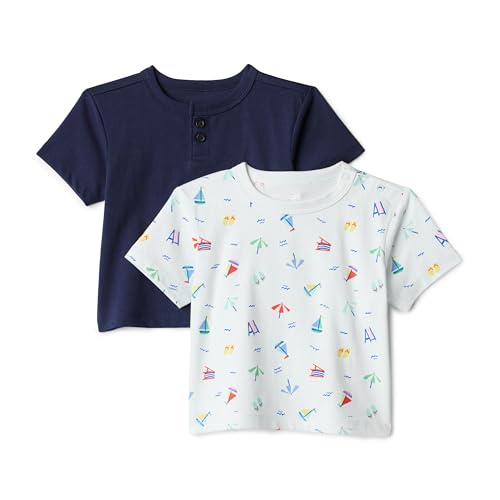 Amazon Essentials x Sofia Grainge Toddlers and Baby Boys' Cotton Short Sleeve Crewneck T-Shirts, Pack of 2