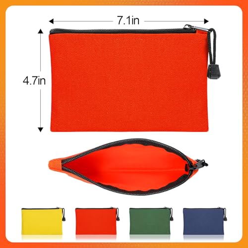 ANPHSIN 7''x4.7'' Canvas Tool Bags Pouches - 4 Pack Heavy Duty Zipper Pouch Set, Multipurpose Small Tools Storage Organize...