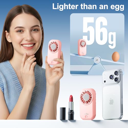 WHATOOK Mini Fan Small Portable Fans: Personal Makeup Handheld Fans USB Rechargeable, Lightweight Home Office Outdoor Trav...