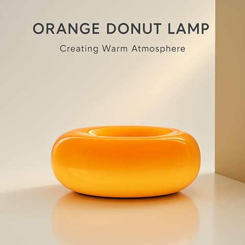 Bofea-Modern Orange Donut Lamp,Plug-in Bedside Lamp Or Plug-in Wall Sconces,Mid Century Modern Decor Wall Mount Lamps,Crea...