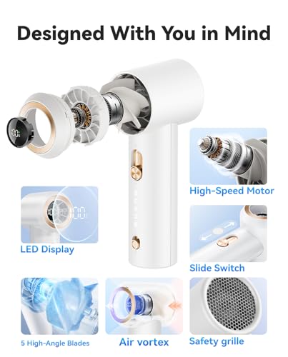 MUXNW Portable Fan For Travel Mini: Small Pocket Handheld Personal Rechargeable Battery Operated USB High Speed Keeping Co...