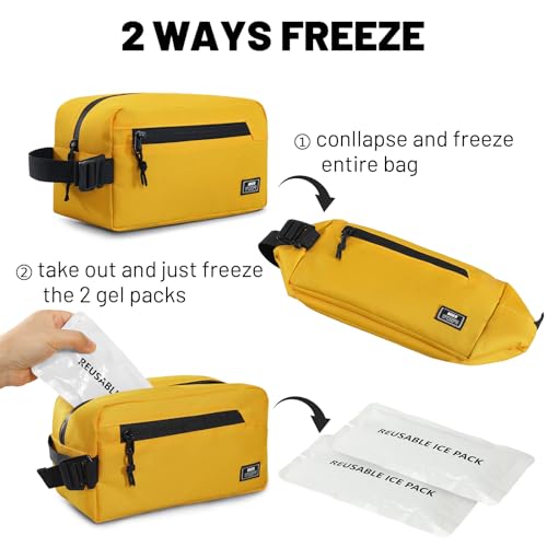 MIER Freezable Snack Bags Small Frozen Mini Cooler Lunch Bag Freezer Insulated Pouch for Adults Work Travel On-the-go,Yellow