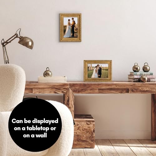 Americanflat 5x7 Picture Frame with Shatter-Resistant Glass - Vintage Frames with Easel - Ornate Picture Frames for Wall a...