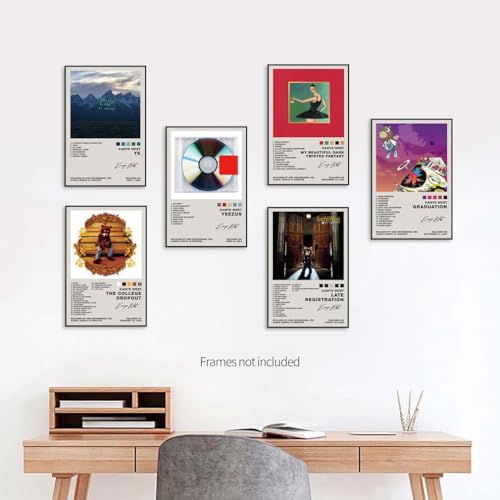 TUOCYERD Kanye West Poster Set of 6 Album Cover Posters Music Posters for Room Aesthetic Music Album Wall Art for Teens Ro...