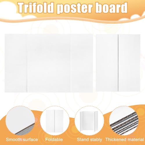 2 Pack Small Trifold Poster Board 26" x 17", White Corrugated Project Boards for Science Fairs, School Projects and Event ...