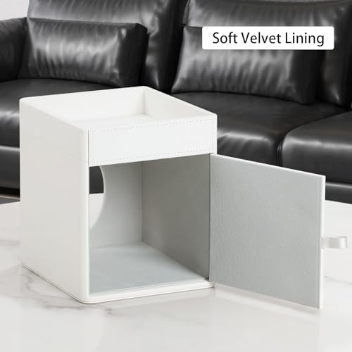Cretkhp Tissue Box Cover, PU Leather Square Tissue Box Holder with Storage Tray for Bathroom Vanity Countertop Night Stand...
