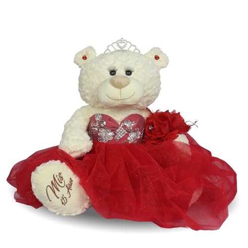 Kinnex Collections by Amanda Large 20” Quinceañera Teddy Bear Centerpiece – Elegant Dress, Oversized Keepsake Gift for 15 ...
