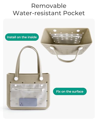 BAGSMART Beach Bag for Women, Water-resistant Rubber Tote Bag, Sandproof Vacation Essentials for Summer Swim Cruise Pool