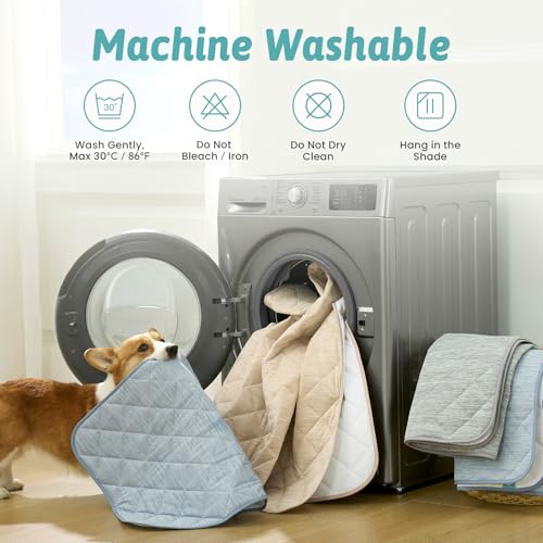 COZY KISS Dog Cooling Mat 27"x36" Q-Max>0.4, Waterproof Pet Bed Cover, Non-Slip Dog Bed Mat, Washable Cooling Pad for Smal...
