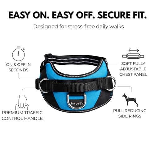 ShawnCo Essential Dog Harness, No-Pull Pet Vest with 3 Leash Clips, No Choke, Reflective, Adjustable and Padded, for Easy ...