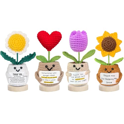 Teacher Appreciation Gifts,Emotional Support Crochet Sunflower Flowers Plants, Thank You for Helping Me Grow, Thank You Gi...