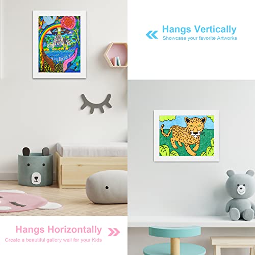 [2-Pack] Kids Art Frames, 8.5x11 Front Opening Kids Artwork Frames Changeable, White Artwork Display Storage Frame for Wal...