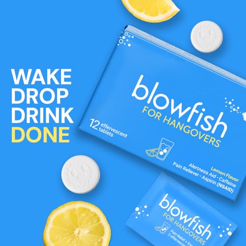 Blowfish for Hangovers - Fast Hangover Relief in 15 Minutes | FDA-Recognized Formulation | Headache Relief, Energy, and Hy...