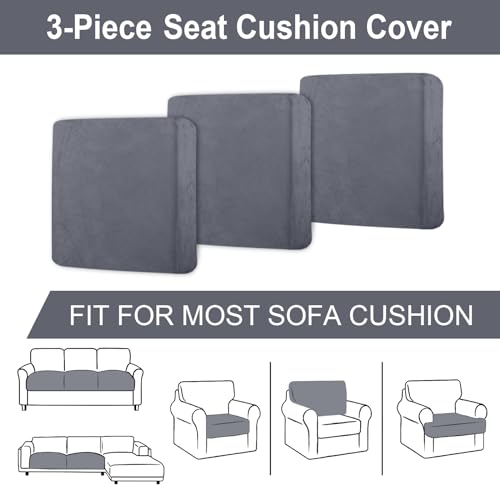 BT.WA Couch Cushion Cover Velvet 3 Pieces Seat Cushion Cover Stretch Sofa Covers Separate Sectional Sofa Slipcovers Furnit...