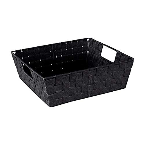Simplify Large Shelf Woven Strap Tote | Decorative Storage Basket | Built in Handles | Organization | Closet | Bedroom | B...