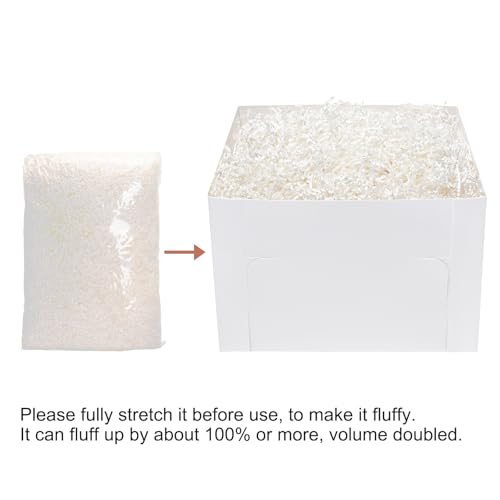 Mefleet 1 LB Crinkle Cut Paper Shred Filler White Crinkle Shredded Paper for Gift Box - Gift Basket Bag Filler - Grass Cus...