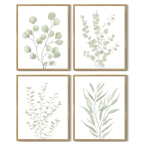 Drsoum Botanical Plant Framed Wall Art Boho Wall Decor for Bathroom Sage Green Eucalyptus Leaf Prints Minimalist Aesthetic...