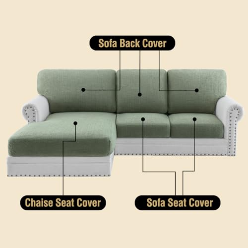 H.VERSAILTEX Super Stretch Individual Jacquard Couch Cushion Covers Furniture Protector Spandex Anti-Slip Soft Thickened S...