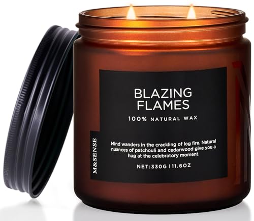 M&SENSE Blazing Flame Warm Winter Scented Candles, 11.6oz 70 Hours Long Lasting Candle for Home Decor Housewarming Gift, 2...