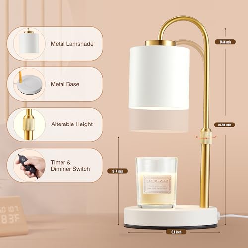 CASTLELIFE Candle Warmer Lamp with Timer & Dimmer, Height Adjustable Electric Wax Melt Warmer for Jar Candles, Gifts for M...