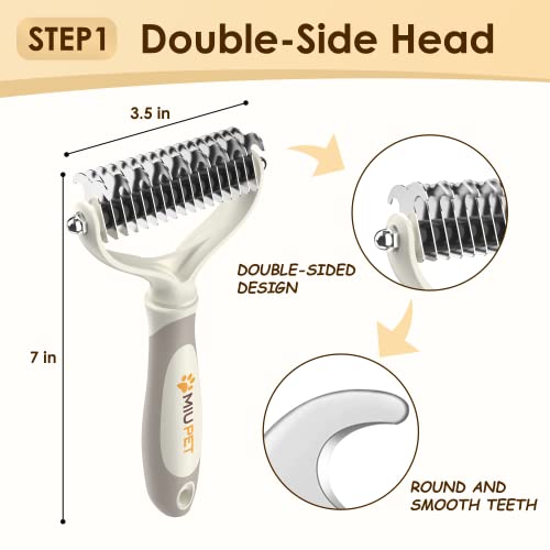 Professional Deshedding Dog Brush Grooming Kits, for Long-Haired Dogs and Cats - Dog Deshedding Brush and Slicker Brush Se...