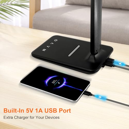 shinelife LED Desk Lamp for Office Home, Bright Desk Light with USB Charging Port, Adjustable Dimmable Desk Lamps 5 Modes ...