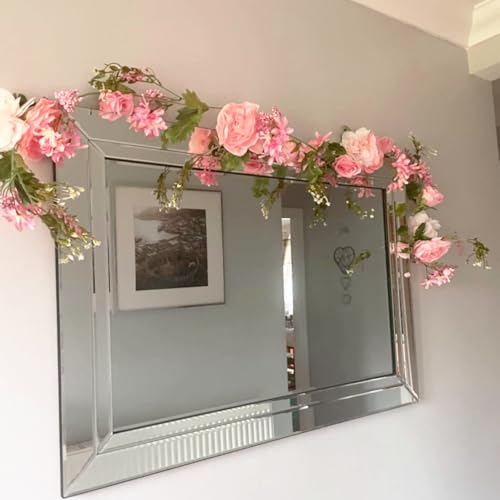 OrgMemory Rose Flower Vine, Peony Flowers, Center Flower Decoration, 6' Length, Floral Garland for Wedding Decor Home Tabl...