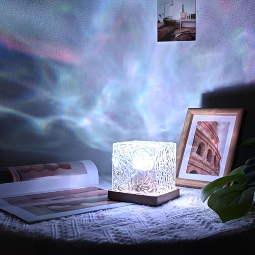 YXQUA Northern Lights Ocean Wave Projector Light, Galaxy Light Projector, 16 Colors Gradual Rotating Flame Water Ripple Am...