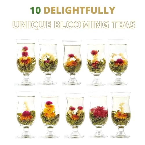 10 Assorted Blooming Flower Tea Balls Gift Set| Handmade Herbal Flowering Tea Balls Variety Individual Packing| Blooming G...