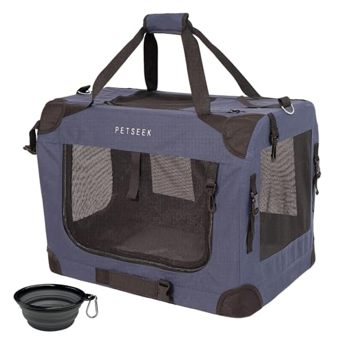 Petseek Extra Large Cat Carrier Soft Sided, Portable Small Dog Carrier for 2 Cats, 24"x16.5"x16" Car Travel Folding Comfor...