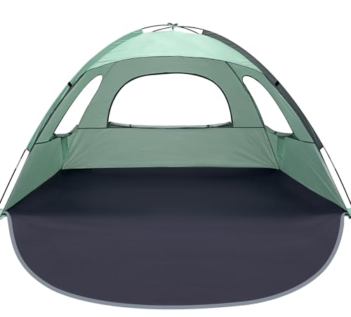 WhiteFang Beach Tent Anti-UV Portable Sun Shade Shelter for 3/4/6/8 Person, Extendable Floor with 3 Ventilating Mesh Windo...
